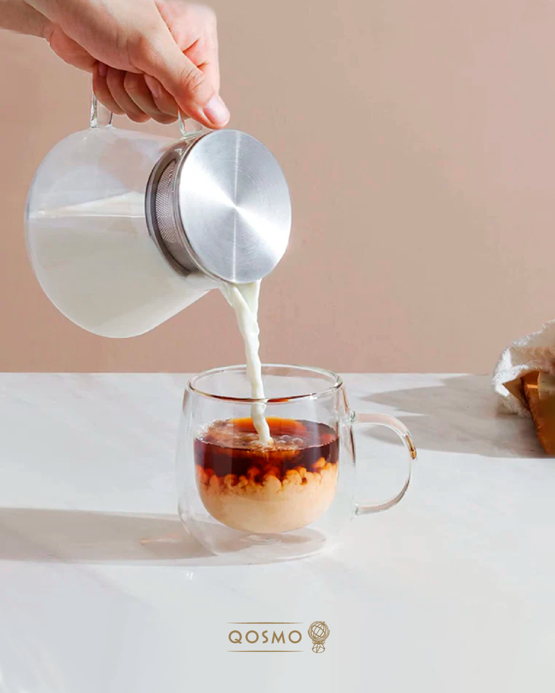 SUNRISE DW - Set 5 Piezas Vidrio Borosilicato: 1 Jarra Tetera 1.7 Lts. + 6 Tazas Doble Pared 250 ml.